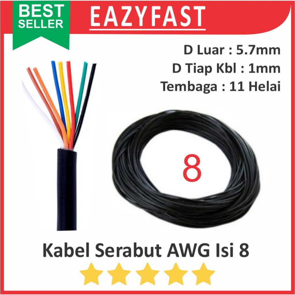Kabel Serabut Isi 8 Multicore AWG24 AWG 24 CB GX DB Data Signal Sensor