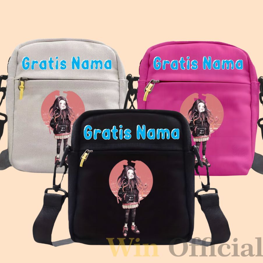 TAS SELEMPANG SEKOLAH ANAK LAKI PEREMPUAN MOTIF NEZUKO KAMADO DEMON SLAYER MURAH KEKINIAN