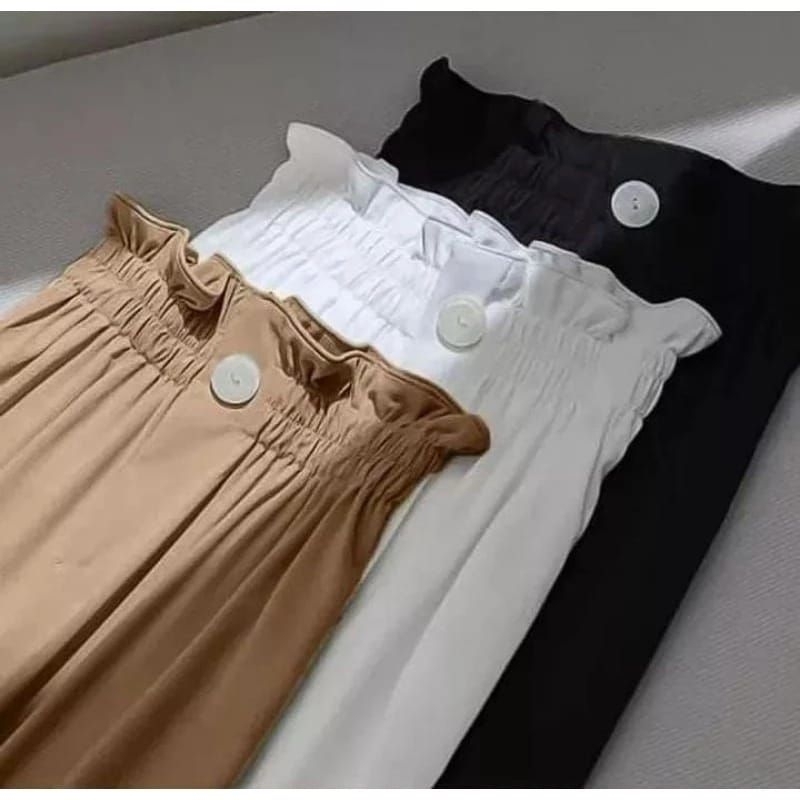 CELANA KULOT HIGHWAIST WANITA KERUT KANCING DEPAN/KULOT HIGHWAIST WANITA KANCING SERUT KOREAN STYLE 