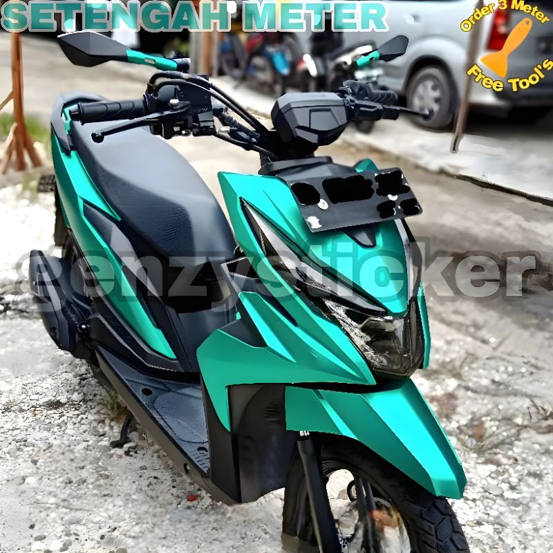 stiker skotlet hijau tosca chrome sticker hijau tosca metalic doff