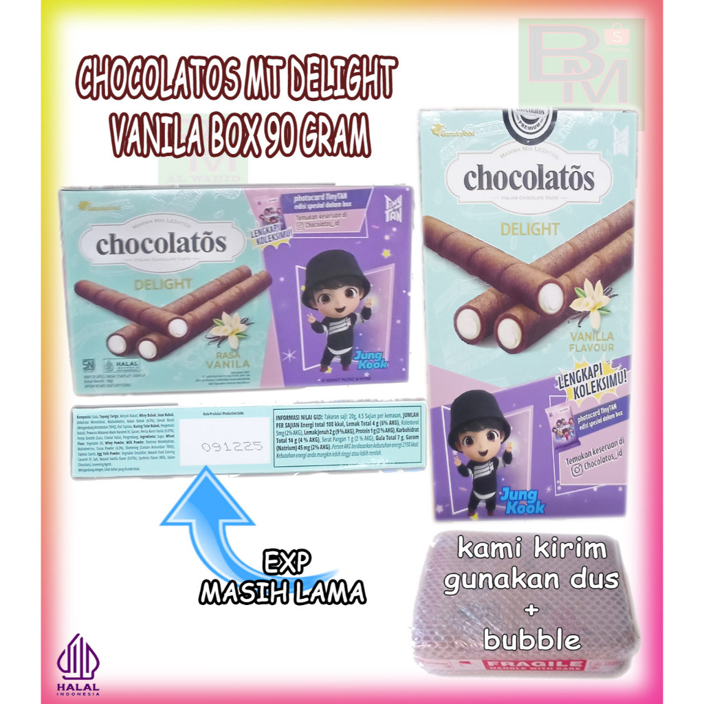 

Biskuit Wafer Stik Stick Roll Chocolatos Delight Vanila