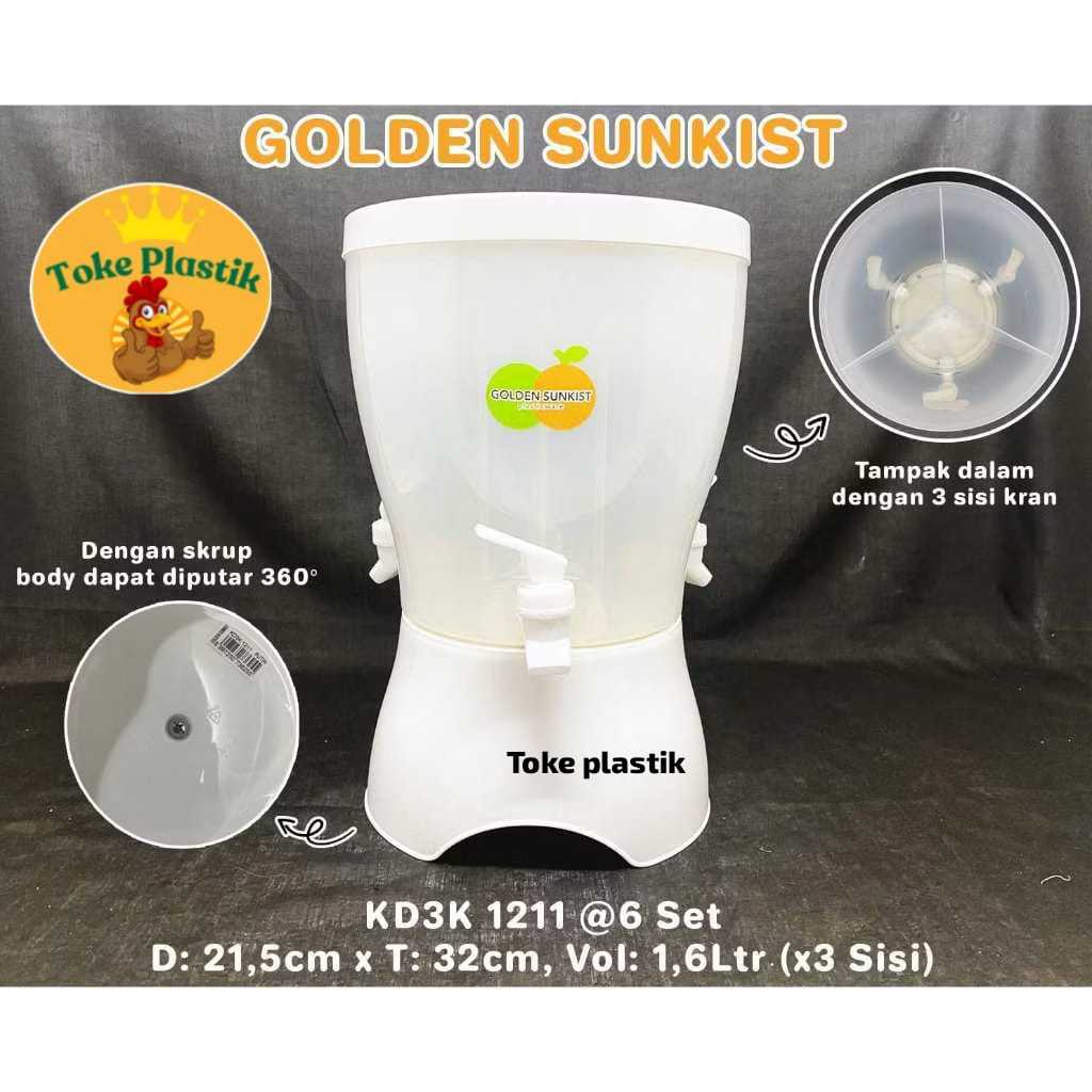 GOLDEN SUNKIST - Dispenser Air / Tempat Air / Drink water jug decanter sirup jus Golden Sunkist KD1K