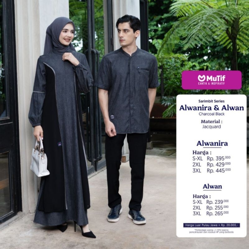 GAMIS COUPLE ALWANIRA BY MUTIF CHARCOAL BLACK