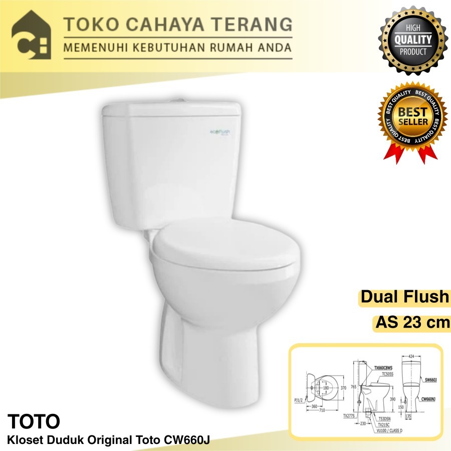 Kloset Duduk Putih Toto CW660J / Kloset Toto / Kloset Original Toto