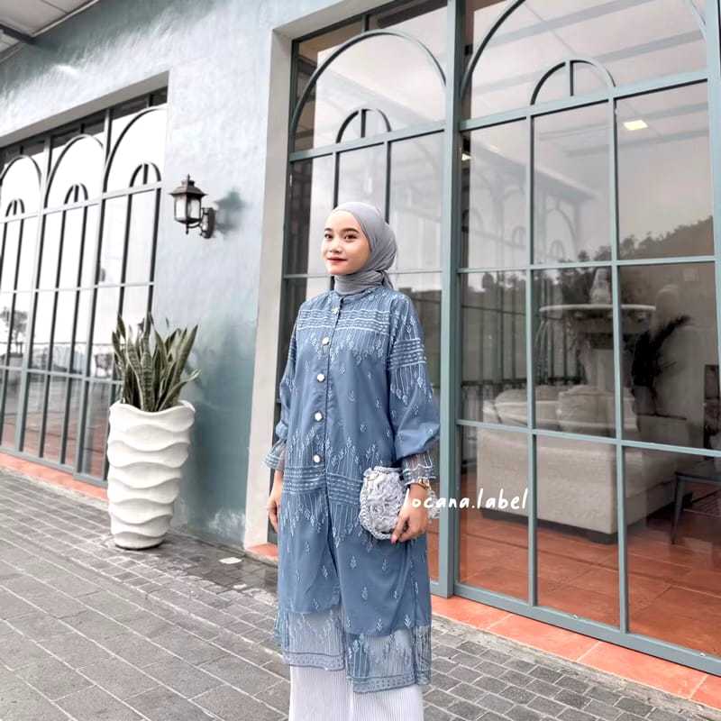 hot sale aluna long tunik busui friendly tunik brokat-atasan wanita