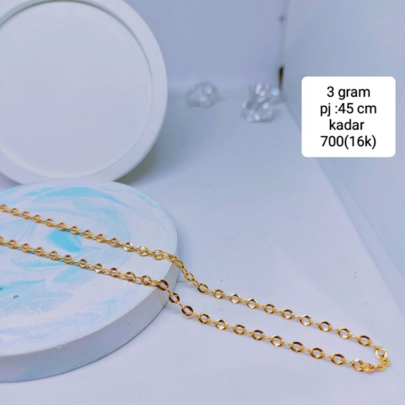 kalung emas model rantai norri persegi emas kadar 700(16k)