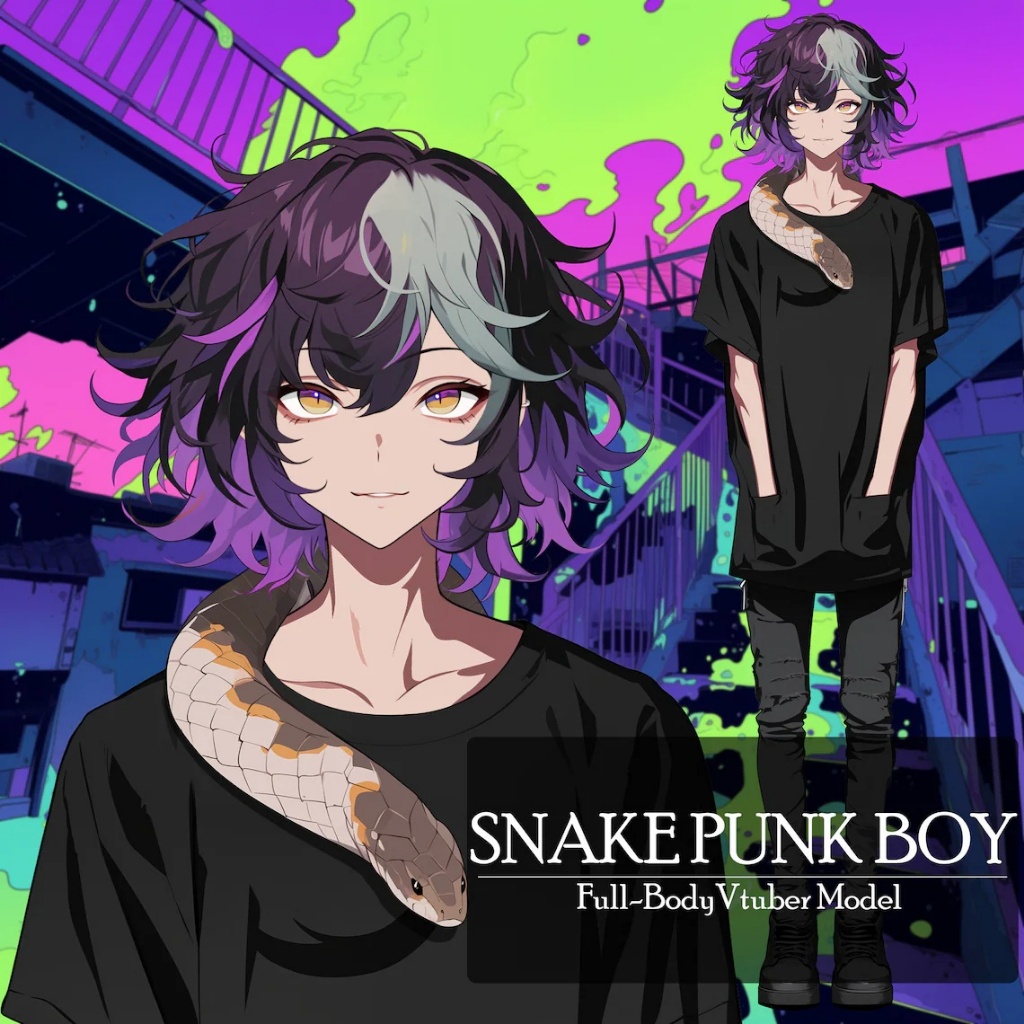 Vtuber / Live2d (Premade & Siap Pakai) - Snake Punk Boy