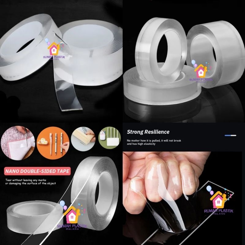 NANO TAPE double tape isolasi bening bolak balik lakban lem perekat barang dinding serbaguna serba g