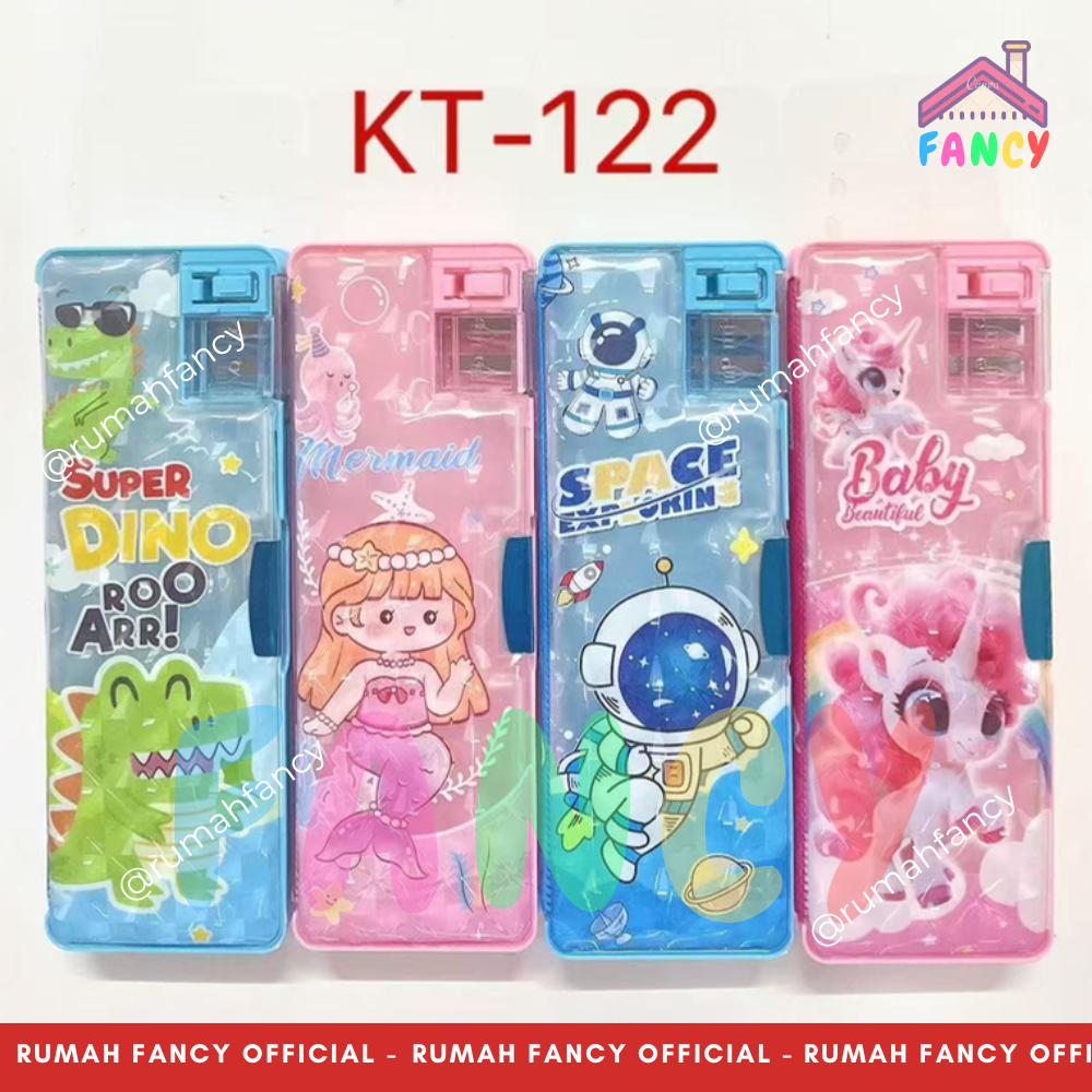 

[FREE BUBBLEWRAP] TEMPAT KOTAK PENSIL MAGNET HOLOGRAM KT 122 / JC 119 + Serutan 2 Lubang Motif ASTRONOUT / MERMAID / UNICORN KUDA PONI