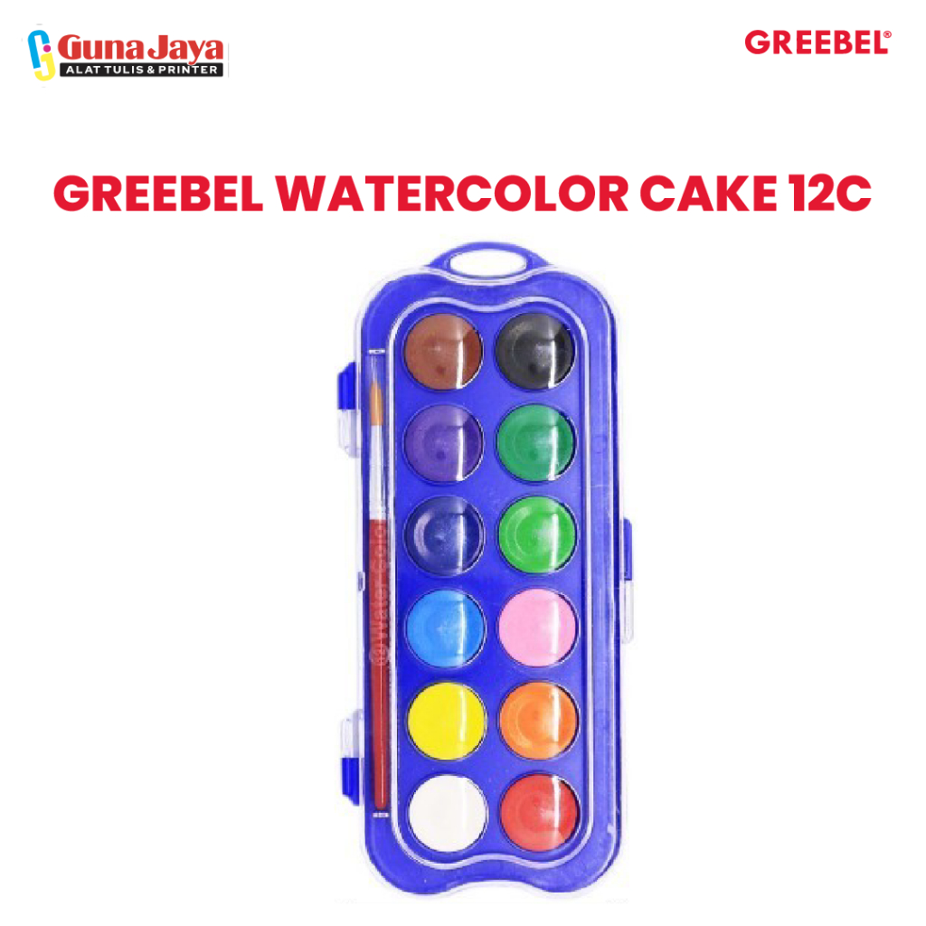 

GREEBEL WATERCOLOR CAKE 12C / Cat Air Padat Cat Lukis Set Watercolor Cake 12 Warna
