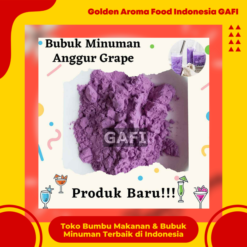 

GAFI Food Bubuk Minuman Rasa Grape 1 Kg Enak Murah Lezat, Grape Drink Powder 1Kg