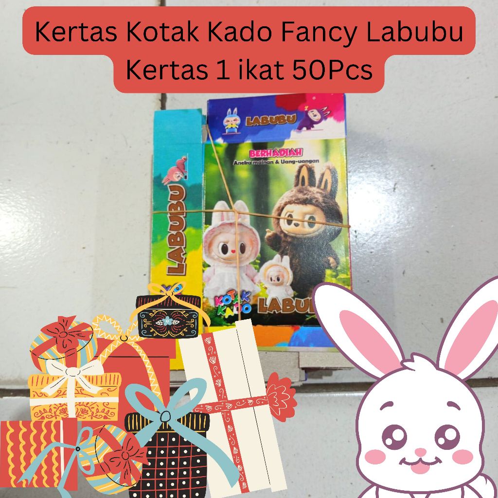 

3karunia kotak kado tanggung fancy labubu per 50 pcs