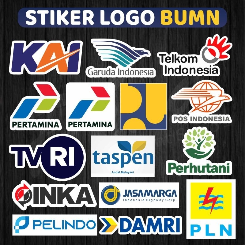 Sticker Stiker Logo BUMN KAI PLN Pertamina Garuda Telkom Pos TVRI Taspen Jasa Marga Inka / Stiker Mo