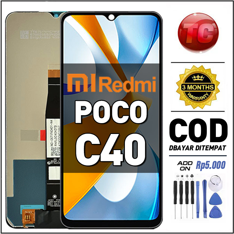 TC LCD For POCO C40 Fullset hp Touchscreen Kompatibel untuk Glass Touch Screen Digitizer COD
