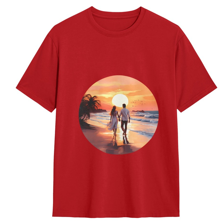 Hari valentine Kaos Pria distro Lovers by the Sea: Happy Valentine's Day Tee Telling Endless Love of