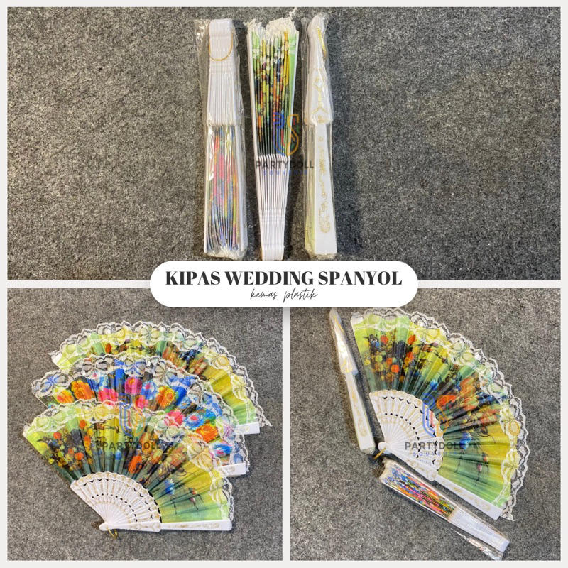 KIPAS SPANYOL KEMAS PLASTIK THANKS CARD WANITA PEREMPUAN PRIA LAKI LAKI SOUVENIR WEDDING PERNIKAHAN 