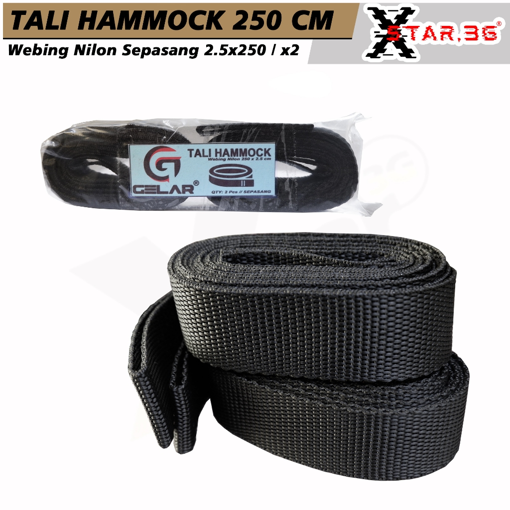 webbing nilon tali hammock serbaguna webing sepasang 2.5x250cm webing hammock / bukan webing tubular