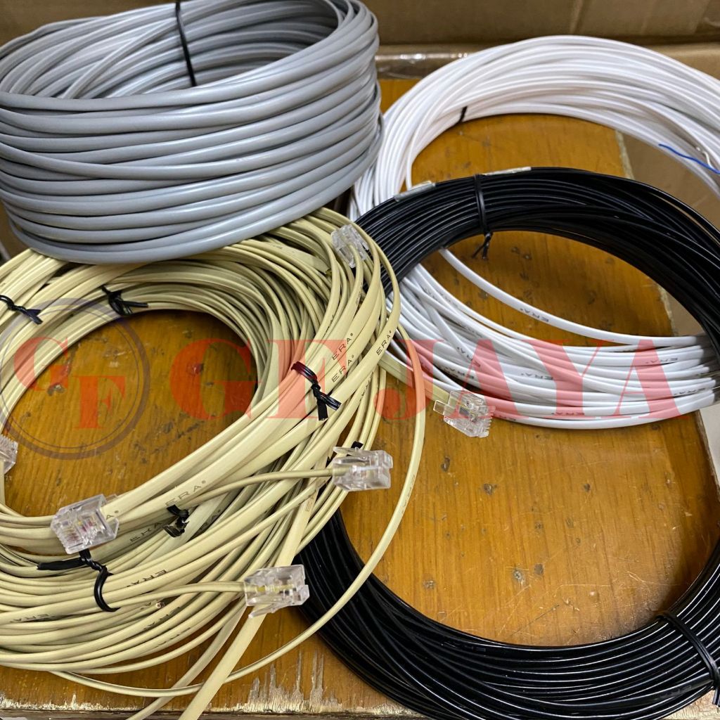 Kabel Line Telepon Rumah Siap Pakai 2 Meter Lengkap Pasang Pin RJ11 RJ 11 Tlepon Telefon Tlefon Tele