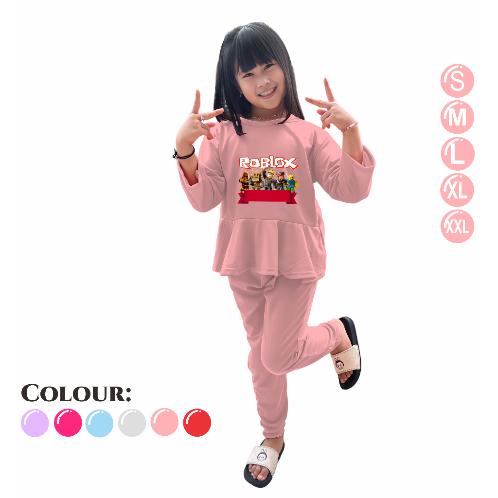 Baju Setelan Anak Perempuan Kaos dan Celana Panjang Motif Rumbai Terbaru Usia 4-15 Tahun - ROBLOX