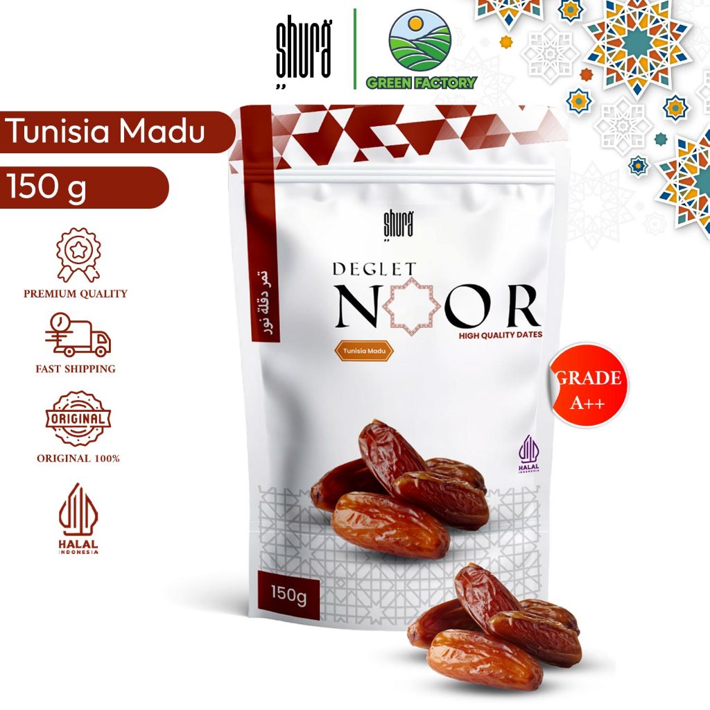 

Shura Kurma Tunisia Tangkai 150gr Deglet Noor Kemasan Pouch Premium Original High Quality