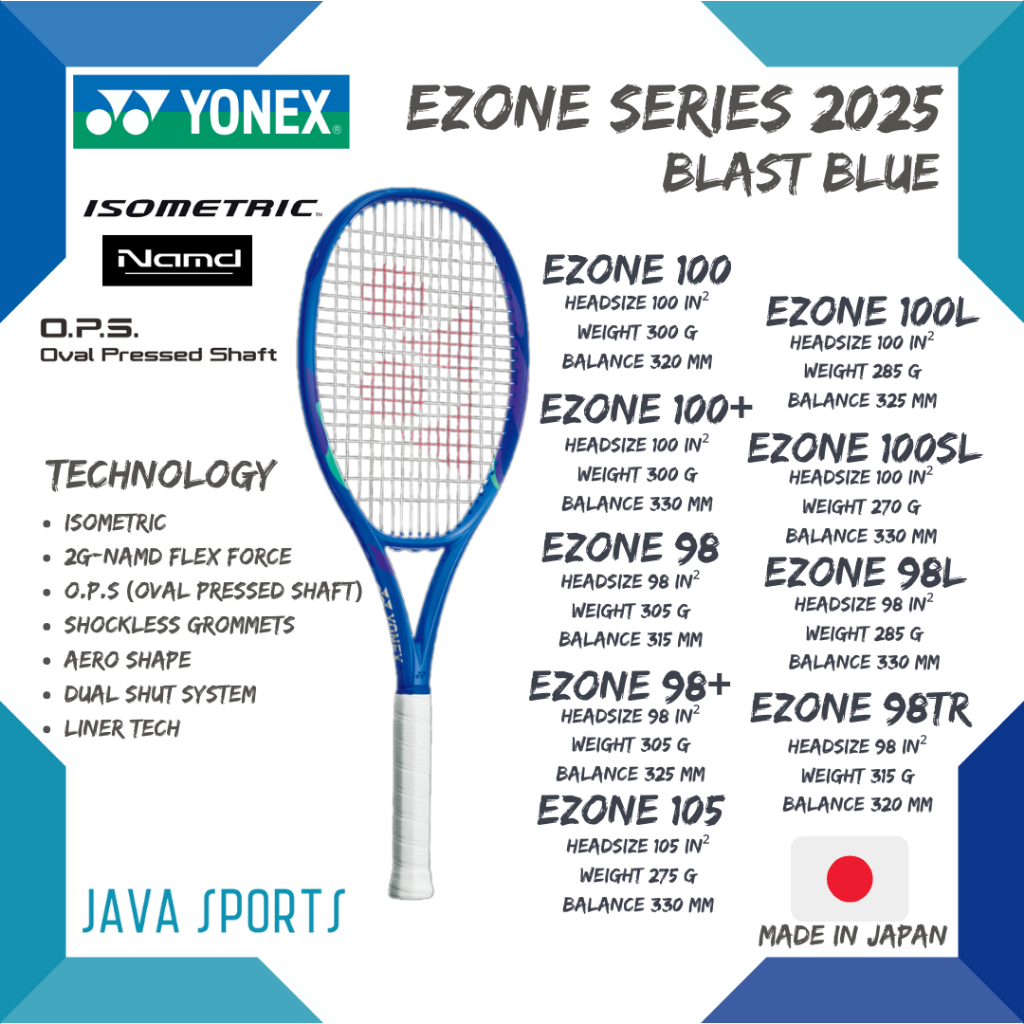 Raket Tenis Yonex Ezone Series 2025 Blast Blue 100 100L 100SL 100+ 98 98L 98+ 98TR 105 Official Resm