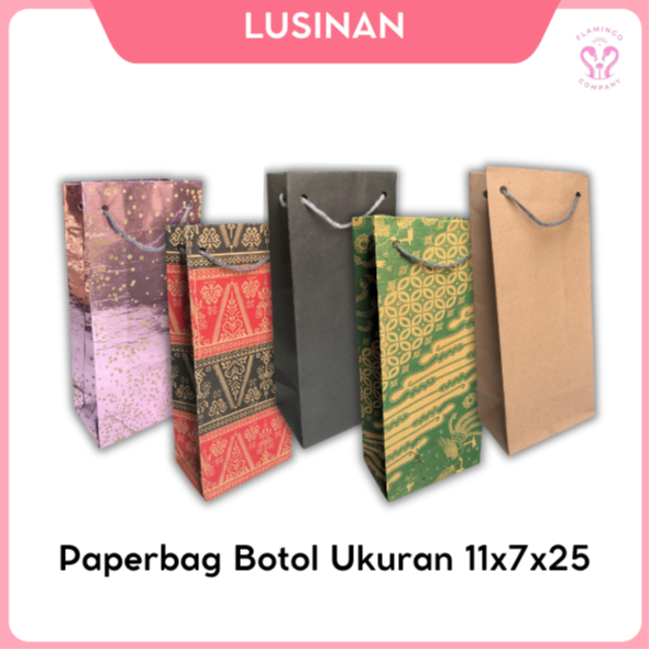 

[ LUSINAN ] PAPER BAG BOTOL POLOS & MOTIF UKURAN 11x7x25 / PAPERBAG HAJATAN / TAS KERTAS SOVENIR / PAPERBAG MINI UNIK / TAS KERTAS BAHAN CRAFT / GIFT BAG
