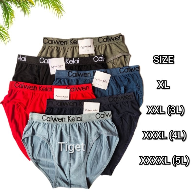 3 PCS Celana Dalam CkCk Pria Cowok Caiwen Karet Boxer Dewasa Remaja Big Size Jumbo XL XXL 4L 5L