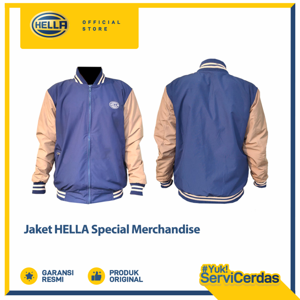 Jaket Varsity Pria Hella Warna Navy Coklat - Jaket Pria