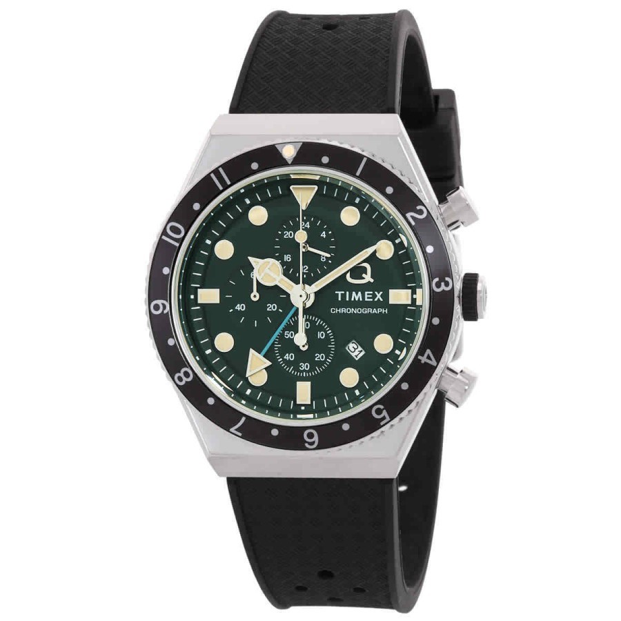 Timex TW2V70200 Q Timex 3-Time Zone Chronograph Quartz Green Dial