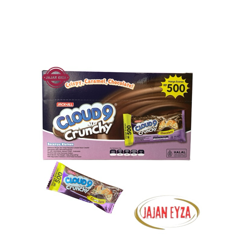 

wafer cloud9 crunchy 500 box isi 24pcs / wafer cloud9 cokelat bar / cloud9 crispy caramel chocolate murah