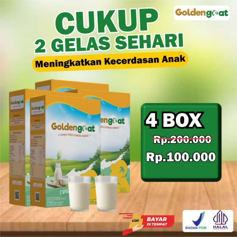 

PAKET HEMAT 4 BOX SUSU KAMBING ETAWA BUBUK GOLDENGOAT ALAMI MURAH ORIGINAL UNTUK ATASI NYERI TULANG PUNGGUNG SENDI ASAM URAT PEGAL LINU SYARAF KEJEPIT ASMA SESAK NAFAS BATUK MENAHUN PARU-PARU NYERI DADA