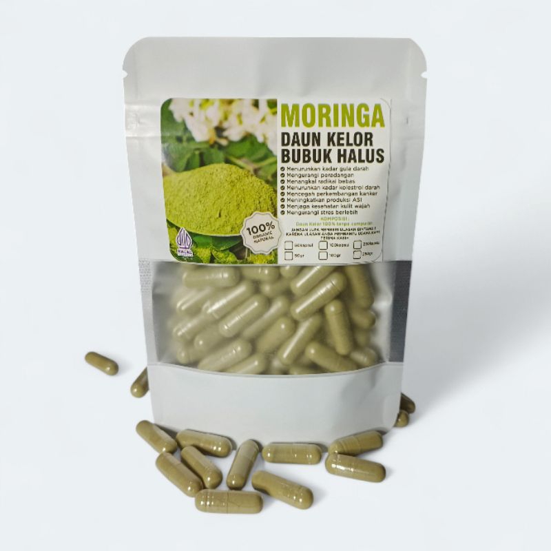 

25 kapsul moringa daun kelor bubuk halus