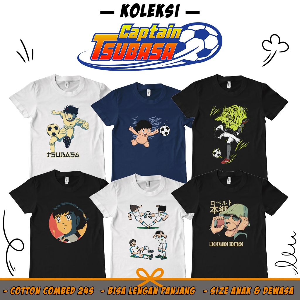 Baju Kaos Anime Pria Wanita Dewasa Tshirt Cotton Combad - Captain Tsubasa