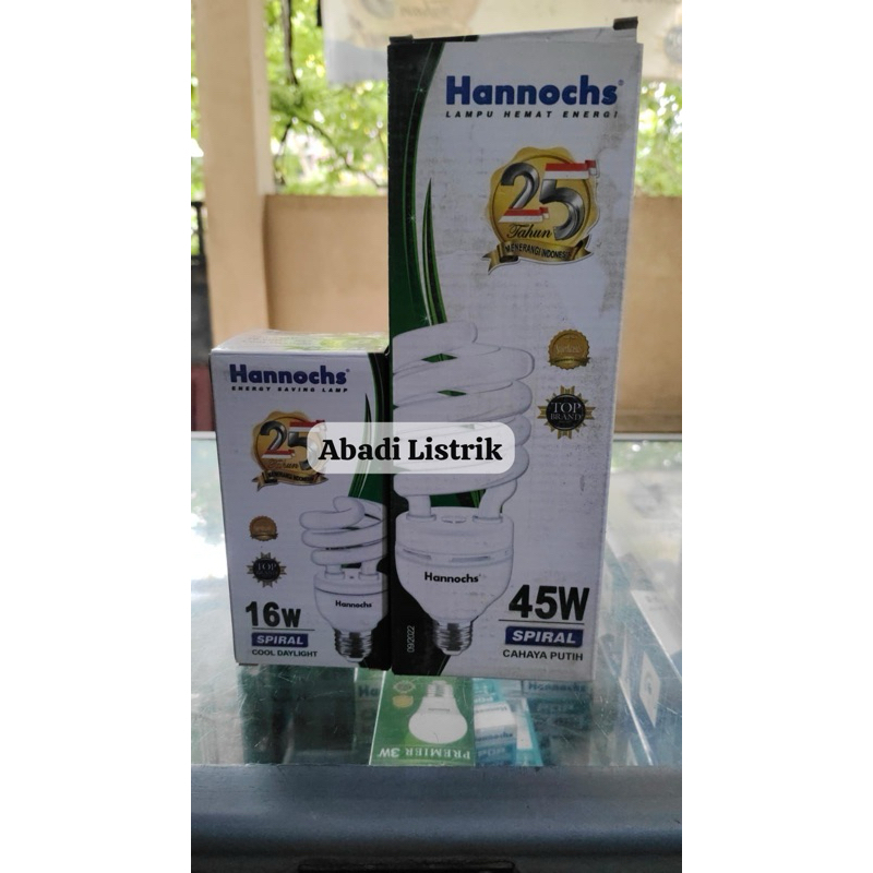 Hannochs Spiral 16W 45W Lampu TL Tornado Lampu Hemat Energi Cahaya Putih Cool Daylight CDL Watt