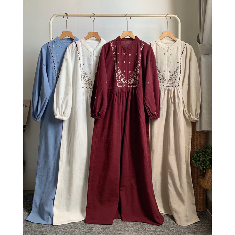 Kaluna Dress|Dress Linen Mix Bordir|Dress Linen Premium