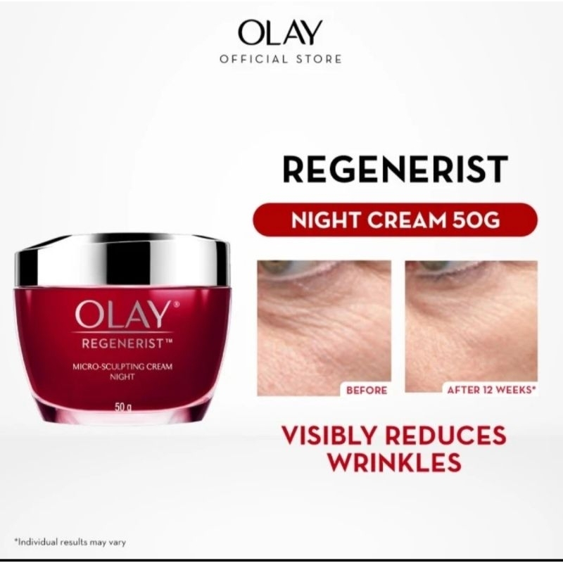 Olay Regenerist Micro-Sculpting Cream Night Krim Malam Skincare Anti Aging Moisturizer 50g