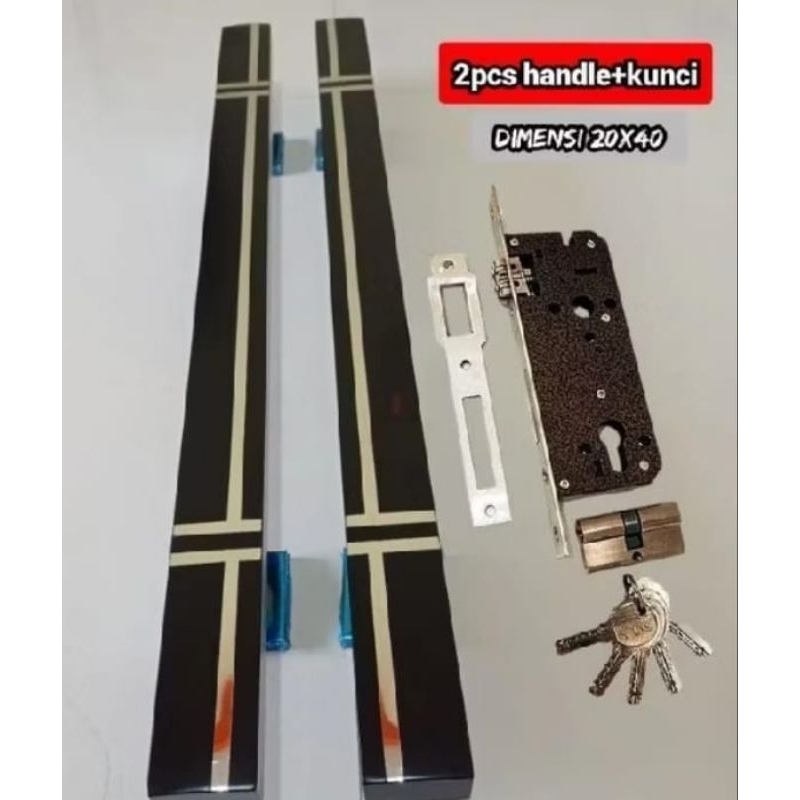 Handle pintu minimalis/Gagang Pintu Minimalis + 1 set Kunci, Handle P. 45 60 80 100cm