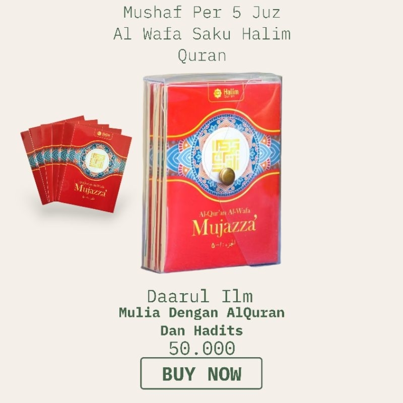 Al Quran Per 5 Juz Al Wafa Saku Halim Quran