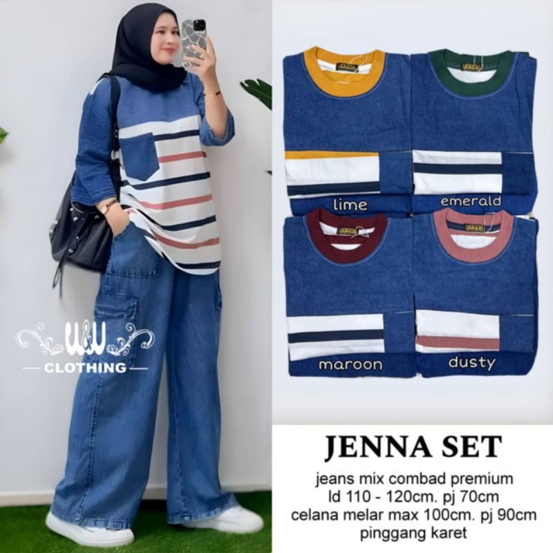 Jenna set /set kulot wanita kekinian/motif garis