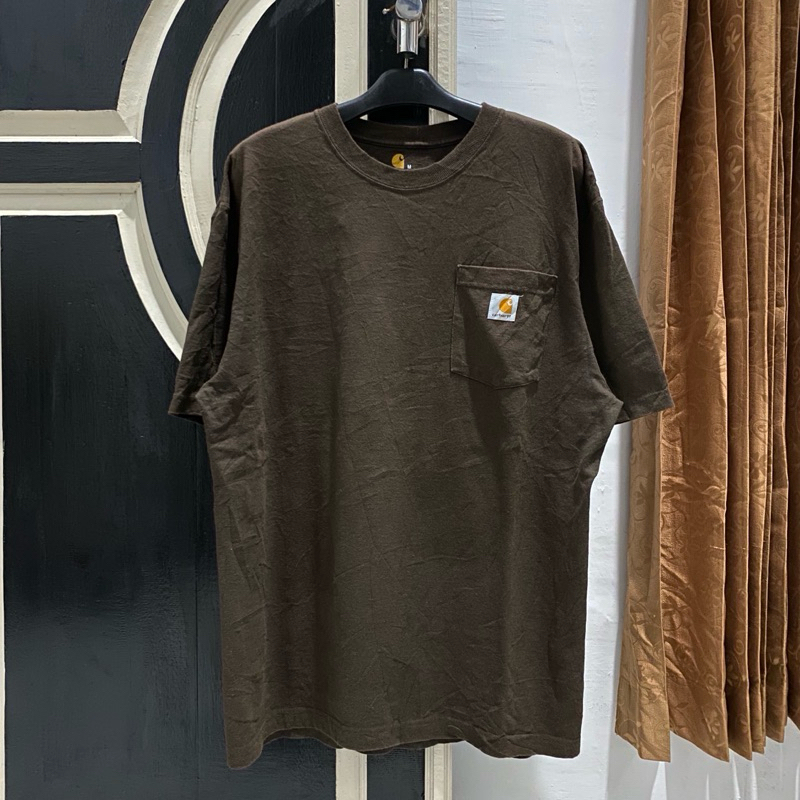 kaos carhartt pocket dark brown k87-dkb