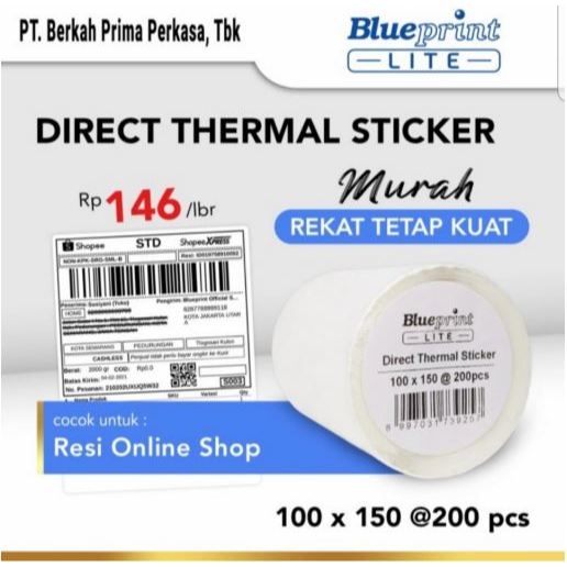 

Kertas Sticker direct thermal 100x150 200 pcs Blueprint Lite
