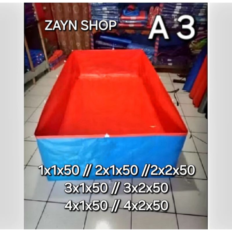 Terpal kolam ikan A3 300x200x50 / kolam terpal petak / kolam budidaya
