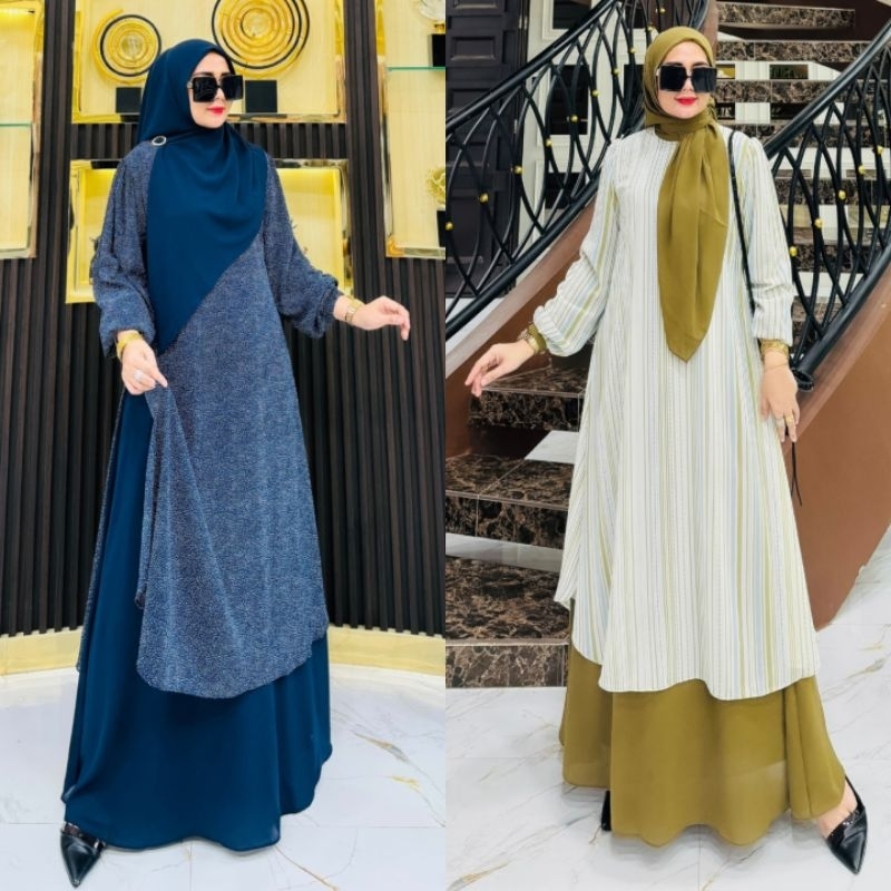 GAMIS MALAYSIA BELAH SAMPING SET HIJAB SEGI 4$DRESS MUSLIM Identity*