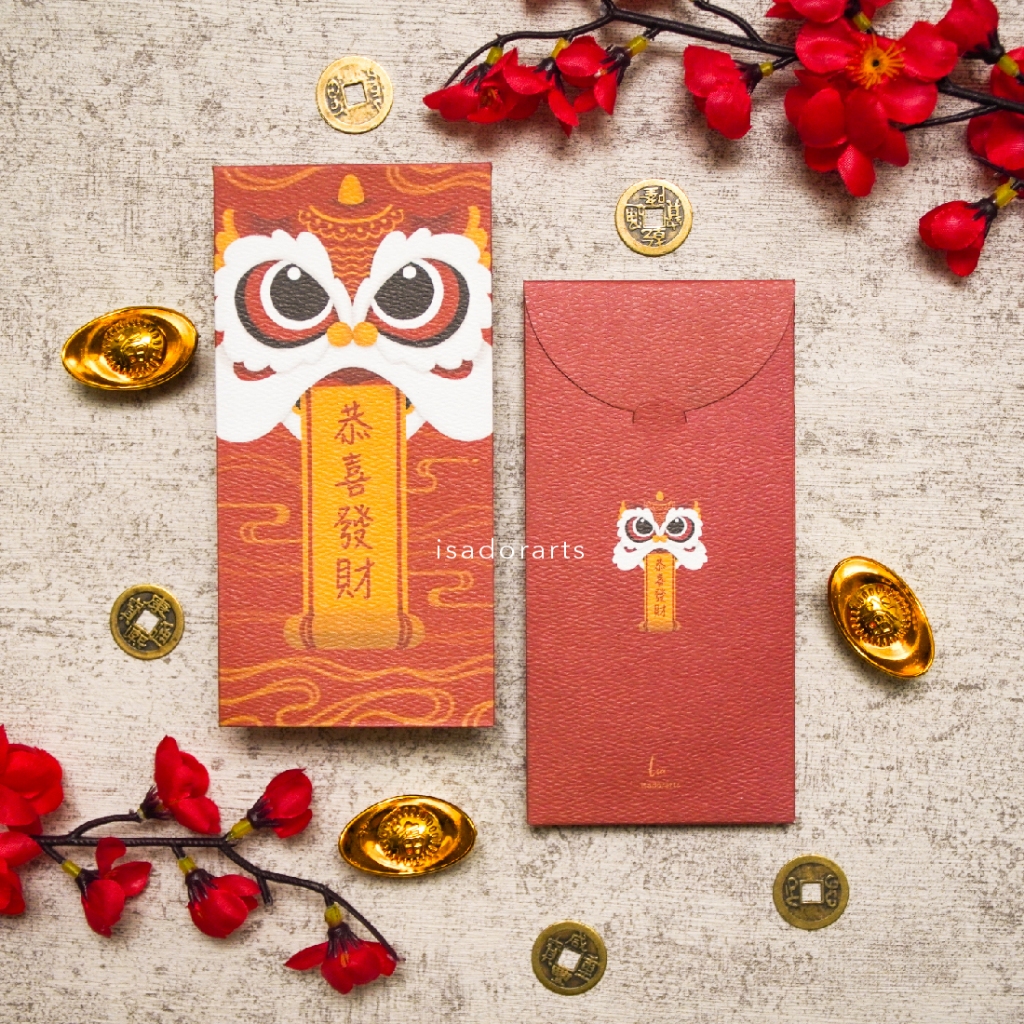 

10pcs Angpao Imlek Premium 2025 Tahun Ular Sincia CNY Hong Bao Angpau Amplop Uang Long Panjang Merah - Barongsai