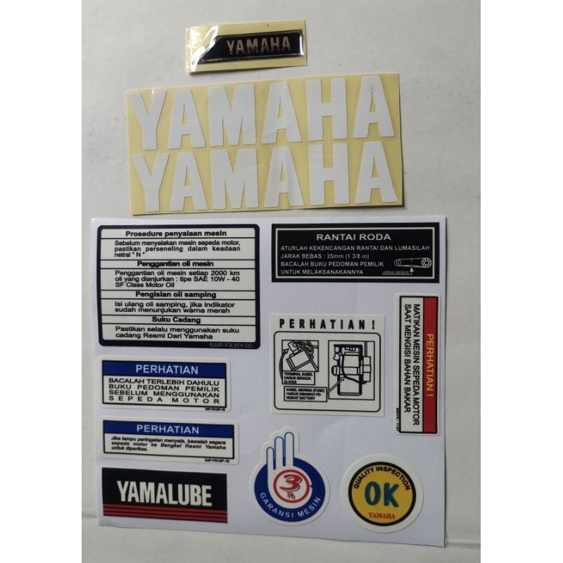STIKER WARNING PENTING SET  MOTOR YAMAHA FIZR KUALITAS BAGUS