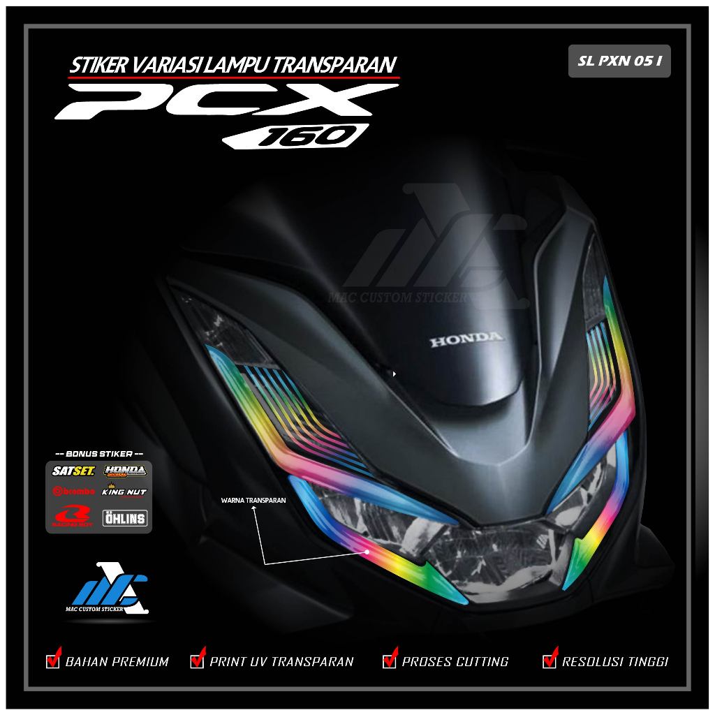 STIKER LAMPU DEPAN PCX 160 - STIKER LAMPU ALIS PCX 160 - STIKER LAMPU TRANSPARAN PCX 160 - SL PXN 05