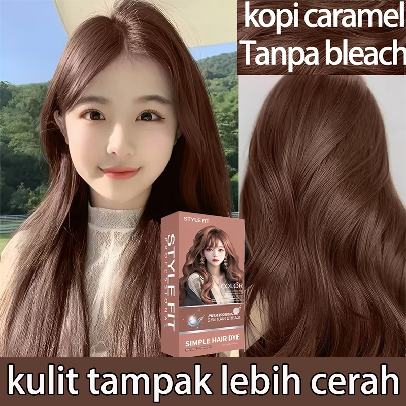 [ Pengiriman cepat ] STYLE FIT cat rambut coklat caramel*200ml, tahan lama, menutupi uban, Lembut im