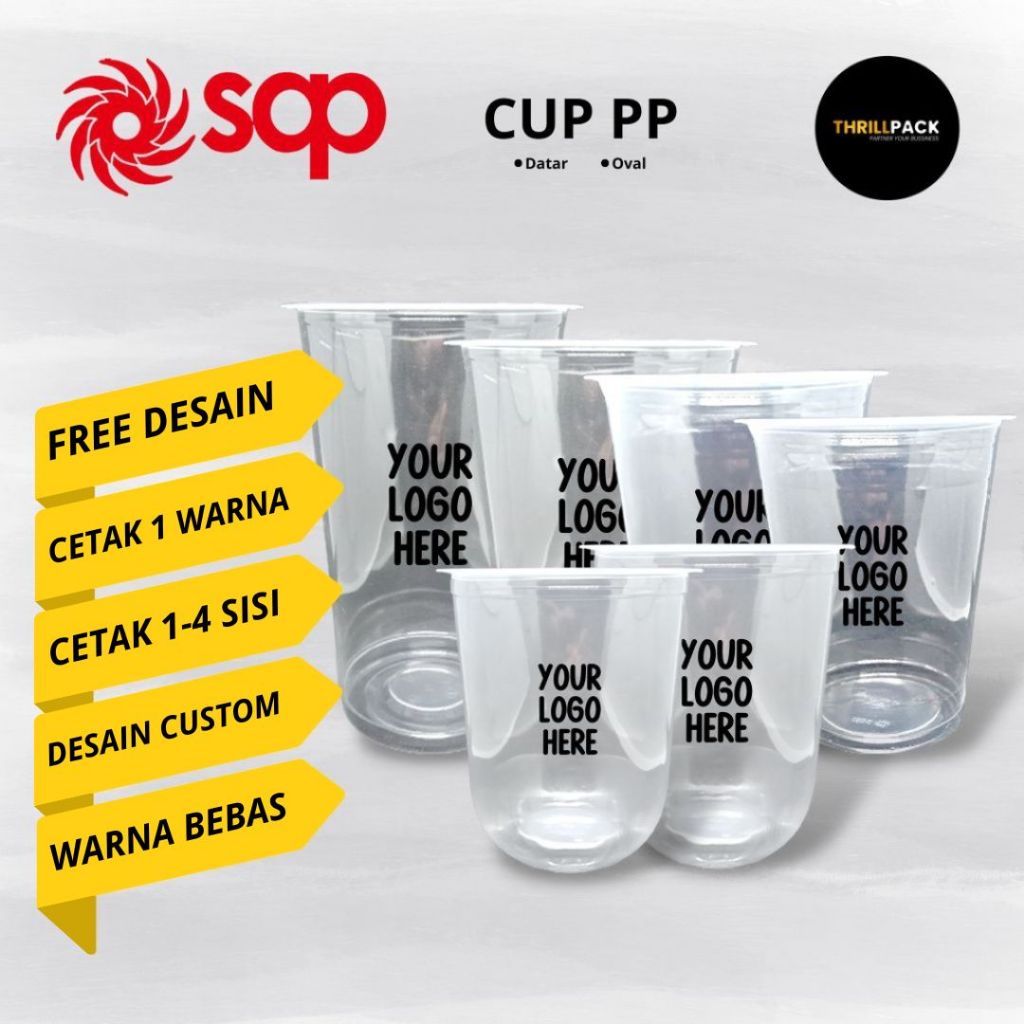 Sablon Cup / Gelas Plastik Merk SAP Custom Desain All Size Termurah & Terlengkap - Sablon Gelas Plas