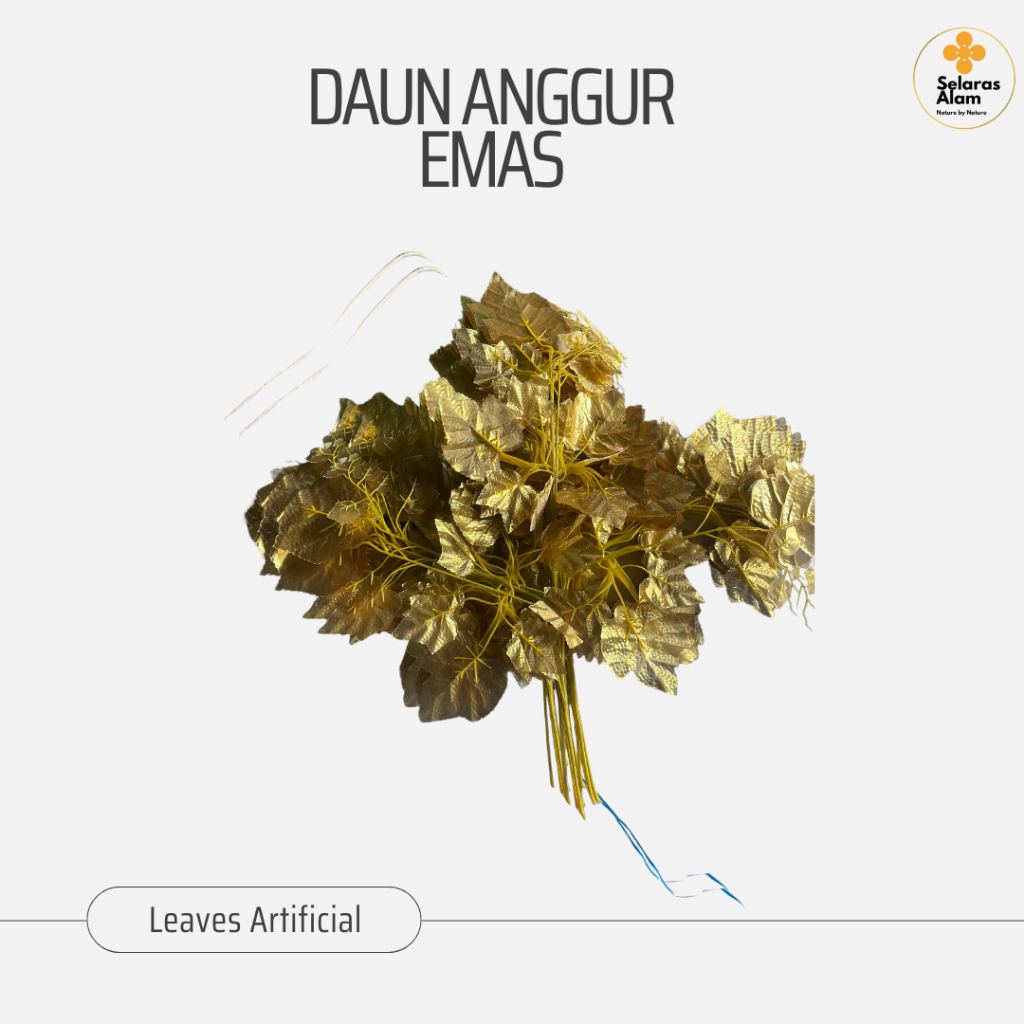 DAUN ANGGUR EMAS DAUN ARTIFICIAL/DAUN DEKORASI/DAUN PLASTIK