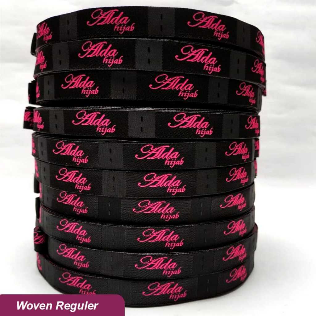 

(MINIMAL 1200 PCS) Label Hijab Bahan Woven | Label Branding Pakaian Premium